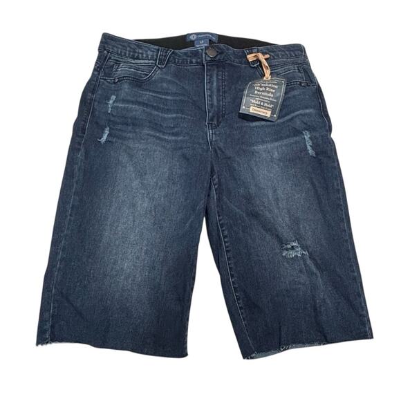 Democracy “Ab"solution high Rise Jean Shorts Distressed  BERMUDA Size 12 NEW - Picture 1 of 10